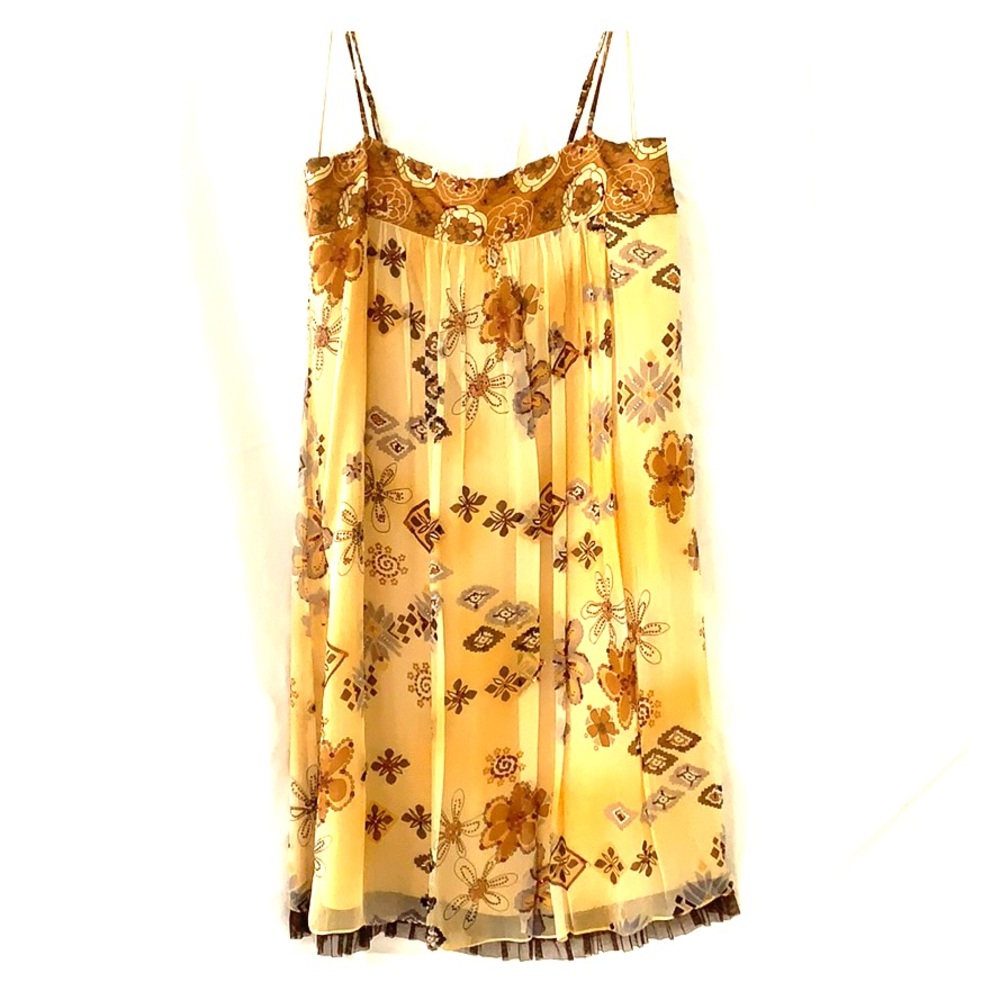 Muse Boho Cocktail Dress Yellow Beaded